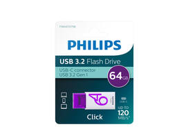 USB stick 3.2 Philips Click USB-C 64GB paars