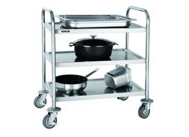 Serveerwagen Vogue met 3 plateaus 82.5x71 cm RVS
