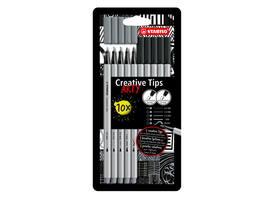 Creative Tips STABILO Arty assorti tips zwart en grijs 10 stuks
