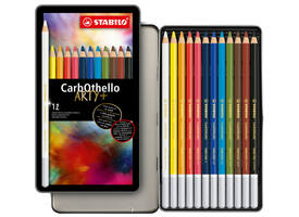 Kleurpotloden STABILO CarbOthello kalkpastel assorti blik à 12 stuks