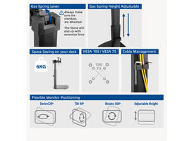 Monitorarm ACT office gasveer crossbar 2 schermen