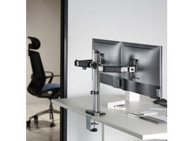 Monitorarm ACT office 2 schermen zilver
