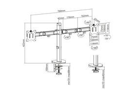 Monitorarm ACT office 2 schermen zilver