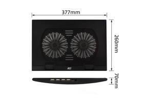 Laptopstandaard ACT 2 standen met ventilator 4-p hub