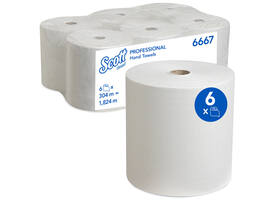 Handdoekrol Scott 1-laags 304m wit 6667