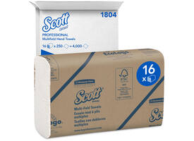 Handdoek Scott m-vouw 1-laags 230x235mm 16x250stuks wit 1804