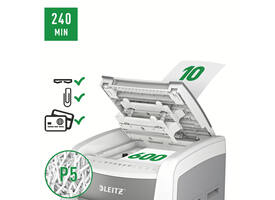 Papiervernietiger Leitz IQ Auto+ Office Pro 600 P5 snippers 2x15mm