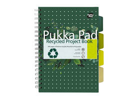 Projectboek Pukka Pad Recycled B5 lijn 4-tabs 200 pagina's 80gr groen