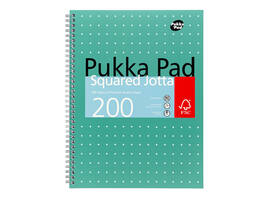 Collegeblok Pukka Pad Jotta A4 ruit 5x5mm 4-gaats 200 pagina's 80gr groen