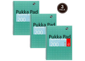 Collegeblok Pukka Pad Jotta A4 ruit 5x5mm 4-gaats 200 pagina's 80gr groen