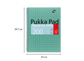 Collegeblok Pukka Pad Jotta A4 ruit 5x5mm 4-gaats 200 pagina's 80gr groen