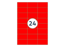 Etiket Rillprint 70x37mm fluor rood 2400 stuks