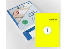 Etiket rillprint 210x297mm fluorgeel 100 etiketten