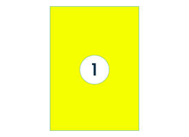 Etiket rillprint 210x297mm fluorgeel 100 etiketten