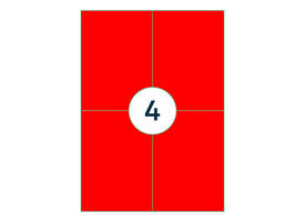 Etiket rillprint 105x148mm fluorrood 400 etiketten