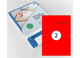 Etiket rillprint 210x148mm fluorrood 200 etiketten