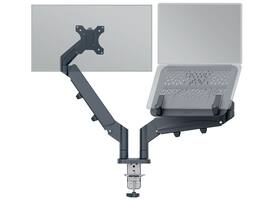Monitor- en laptoparm Leitz Ergo ruimtebesparend dubbel donkergrijs