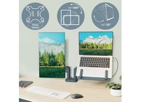 Monitor- en laptoparm Leitz Ergo ruimtebesparend dubbel donkergrijs