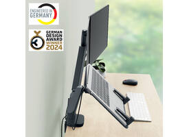Monitor- en laptoparm Leitz Ergo ruimtebesparend dubbel donkergrijs