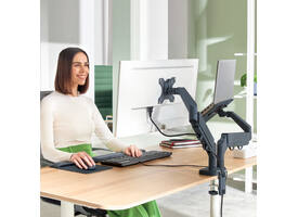 Monitor- en laptoparm Leitz Ergo ruimtebesparend dubbel donkergrijs