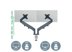 Monitorarm Leitz Ergo ruimtebesparend dubbel donkergrijs