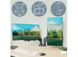 Monitorarm Leitz Ergo ruimtebesparend dubbel donkergrijs