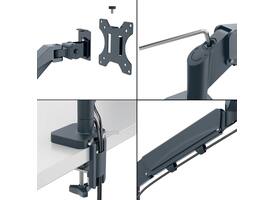 Monitorarm Leitz Ergo ruimtebesparend dubbel donkergrijs