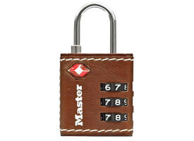 Hangslot Masterlock 3-cijfer combinatie TSA 30mm bruin leer