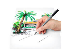 Brushpen Staedtler pigment pen etui à 6 grijze kleuren