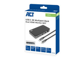 Dockingstation ACT USB-C 4K MST voor 2 HDMI monitoren