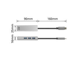 Hub ACT USB-C 3.0 3x USB-A Gigabit ethernet