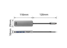 Hub ACT USB-C 3.0, 3x USB-A cardreader PD p-through