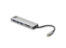 Hub ACT USB-C 3.0, 3x USB-A cardreader PD p-through