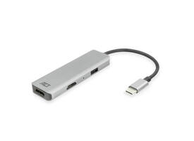 Adapter ACT USB-C 4K multiport voor 2 HDMI monitoren