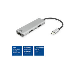 Adapter ACT USB-C 4K multiport voor 2 HDMI monitoren