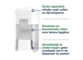 Toiletpapierdispenser Tork T7 Elevation OptiServe Coreless medium verticaal duo wit 558040