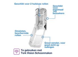 Toiletpapierdispenser Tork T7 Elevation OptiServe Coreless medium verticaal duo wit 558040