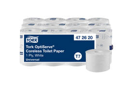 Toiletpapier Tork T7 Universal OptiServe Coreless 1-laags 144m wit 472620