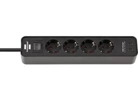 Stekkerdoos Brennenstuhl Ecolor 4vdig incl 2 USB C 1.5m zwart