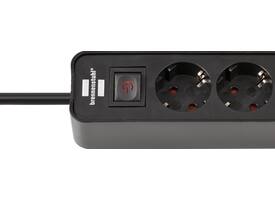 Stekkerdoos Brennenstuhl Ecolor 4vdig incl 2 USB C 1.5m zwart