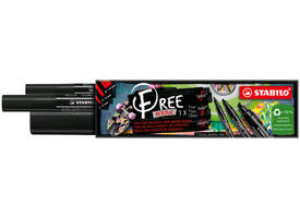 Acrylmarker STABILO  Free Acrylic Mixed Tip set à 3 breedtes zwart