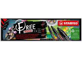 Acrylmarker STABILO  Free Acrylic Mixed Tip set à 3 breedtes zwart