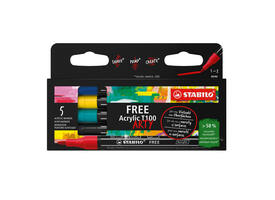 Acrylmarker STABILO  Free Acrylic T100 Royal assorti 5 stuks