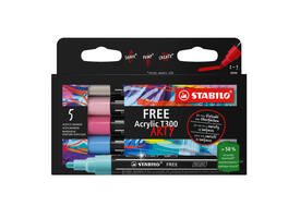 Acrylmarker STABILO  Free Acrylic T300 Candy assorti 5 stuks
