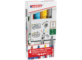 Viltstift edding 385 flipover penseelpunt assorti 4 stuks