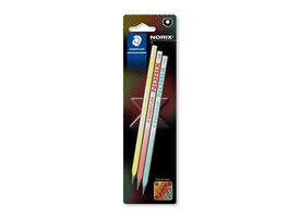 Potlood Staedtler Norix HB assorti blister à 3 stuks