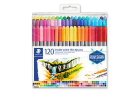 Kleurstift Staedtler 3200 dubbele punt fijn en ultrafijn assorti 120st
