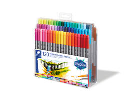 Kleurstift Staedtler 3200 dubbele punt fijn en ultrafijn assorti 120st