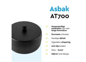 Asbak BRASQ tafelmodel 1 liter met deksel AT700 zwart