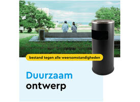 Afvalbak met asbak BRASQ 11 liter AT500 zwart